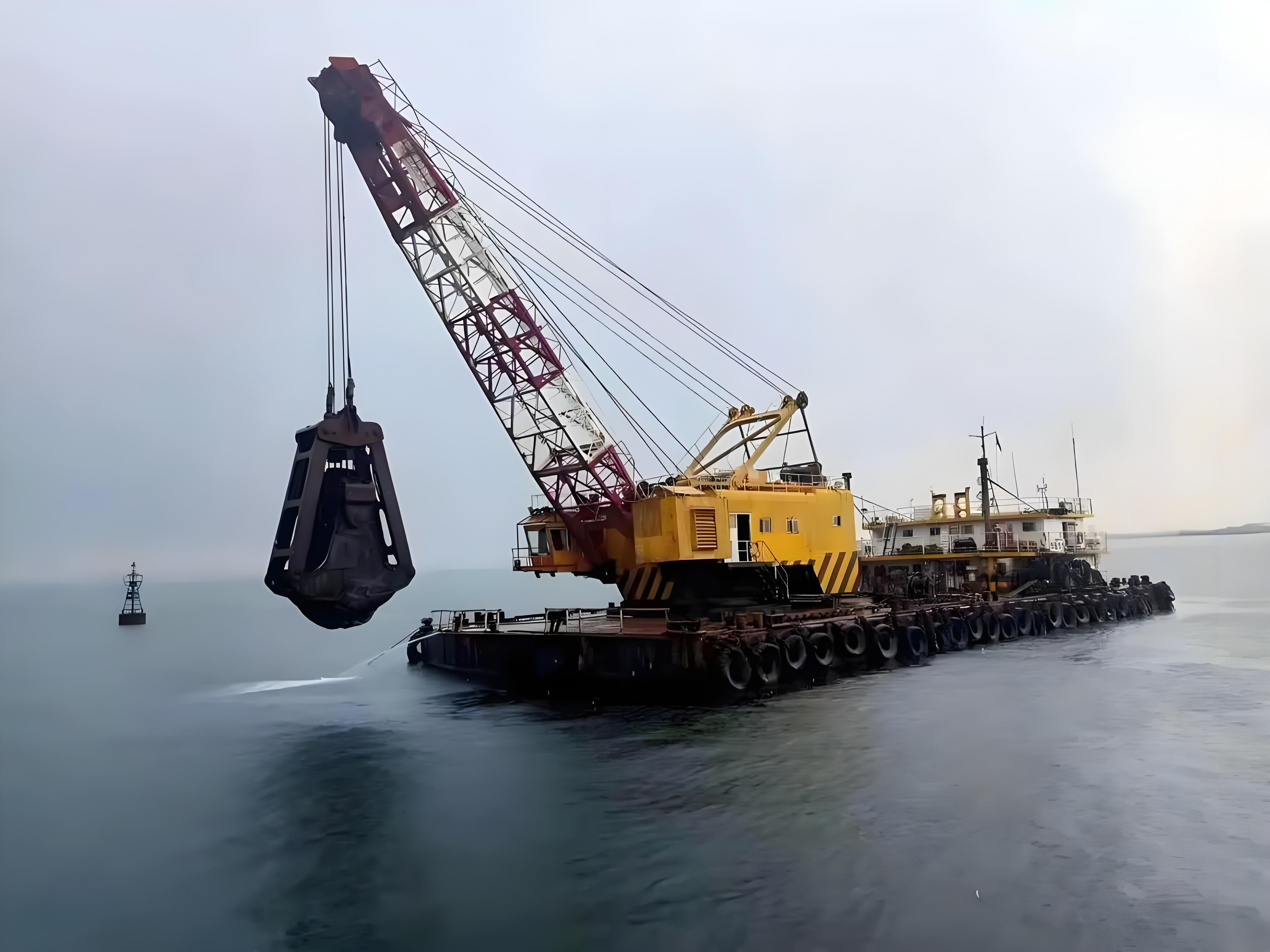 Working principle of grab dredger