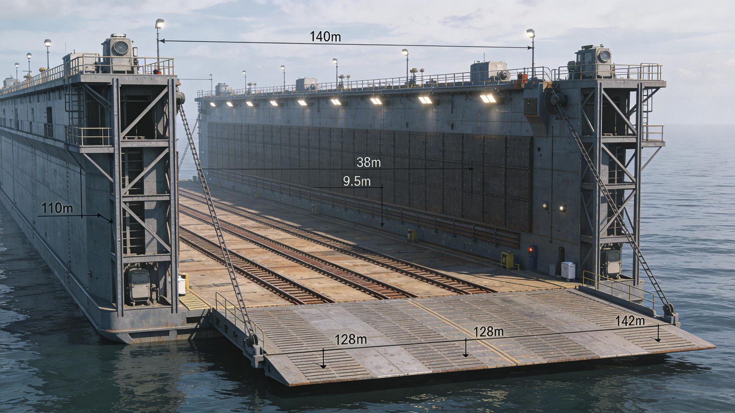 Second-hand High Capacity 8000T CCS Floating Dock Built in 2018 for Coastal Operations with 128m Length and 42m Width